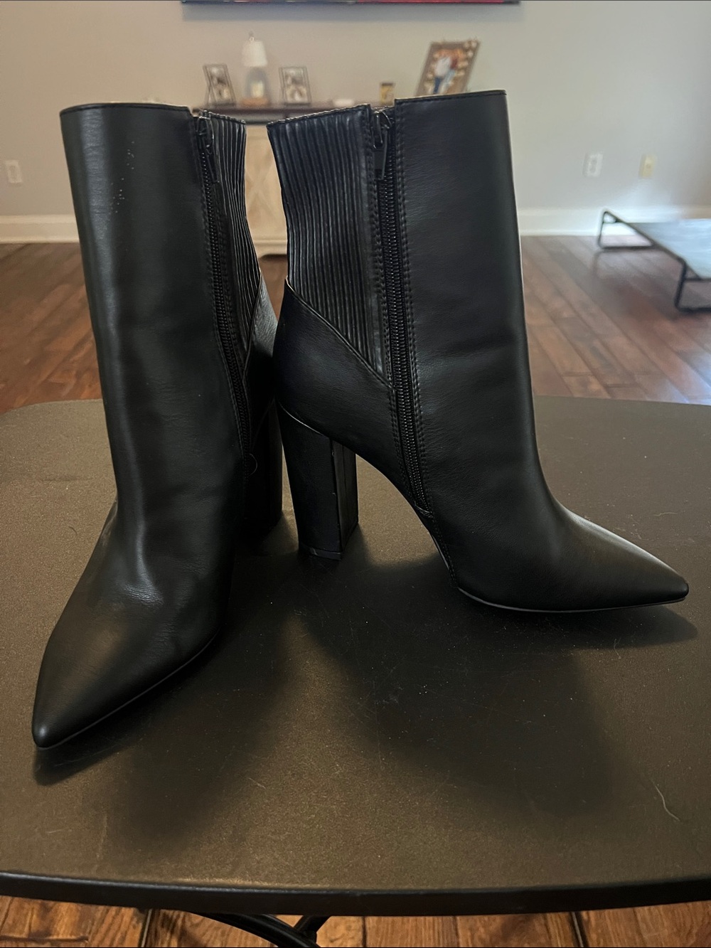 Women's Black Pointed Toe High Heel Ankle Boots